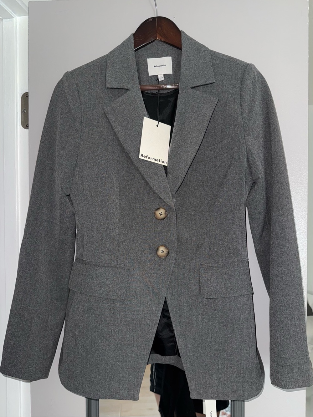 Reformation Tailored Gray Two-Button Blazer